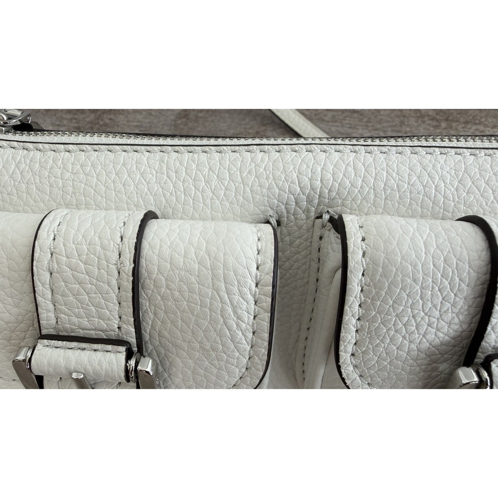 NEW Michael Kors Zoe Small Convertible Pouchette White Pebbled Leather Purse Bag - Picture 5 of 16